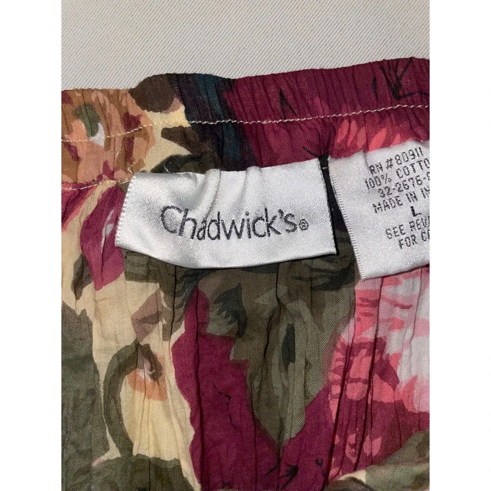 Chadwicks Floral Crinkle Cotton Maxi Skirt Y2K Vintage Cottagecore Boho Large